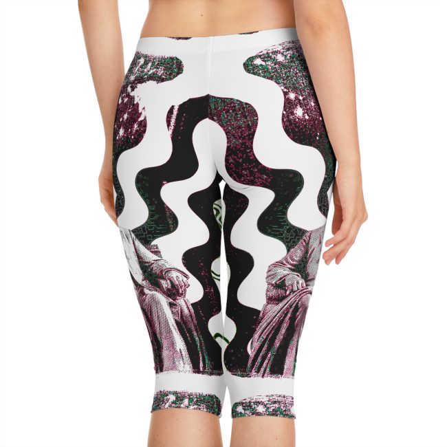 Trippy Women's Capri Leggings, Funky Fitness Tights, Bohemian Yoga Pants, Unique Lounge Wear, Casual Everyday Leggings
