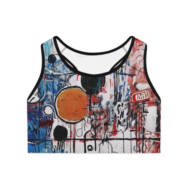 Abstract Art Sports Bra | Unique Workout Top, Gym Essentials, Fitness Apparel, Activewear, Gift for Her