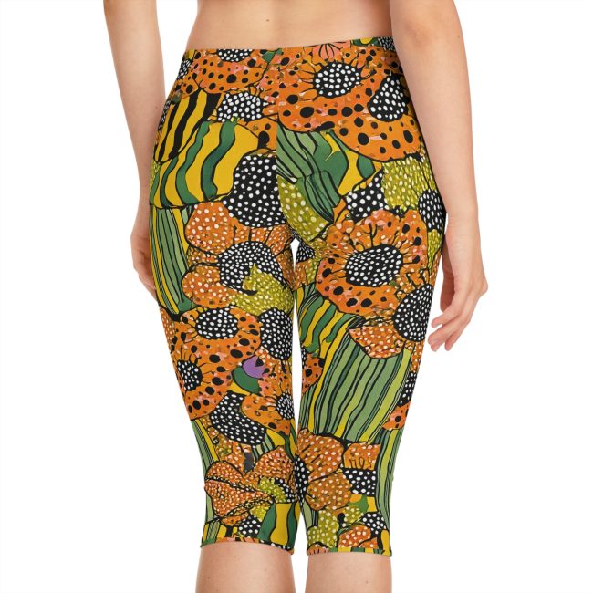 Vibrant Floral Capri Leggings, Colorful Activewear, Women's Fashion, Summer Leggings, Yoga Pants, Casual Wear, Fitness Apparel