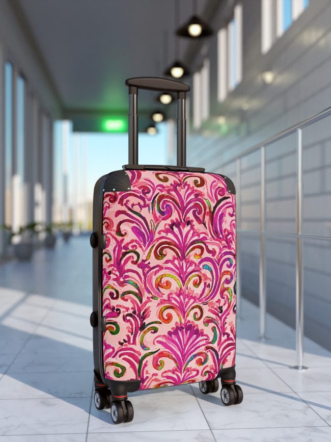 Pink Baroque Print Suitcases