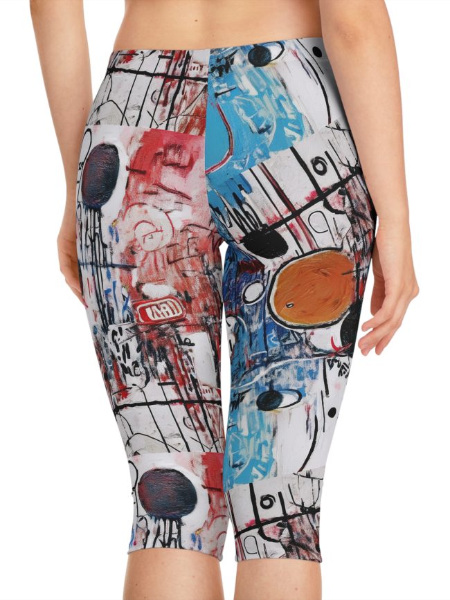 80s Artistic Women Capri Leggings Activewear