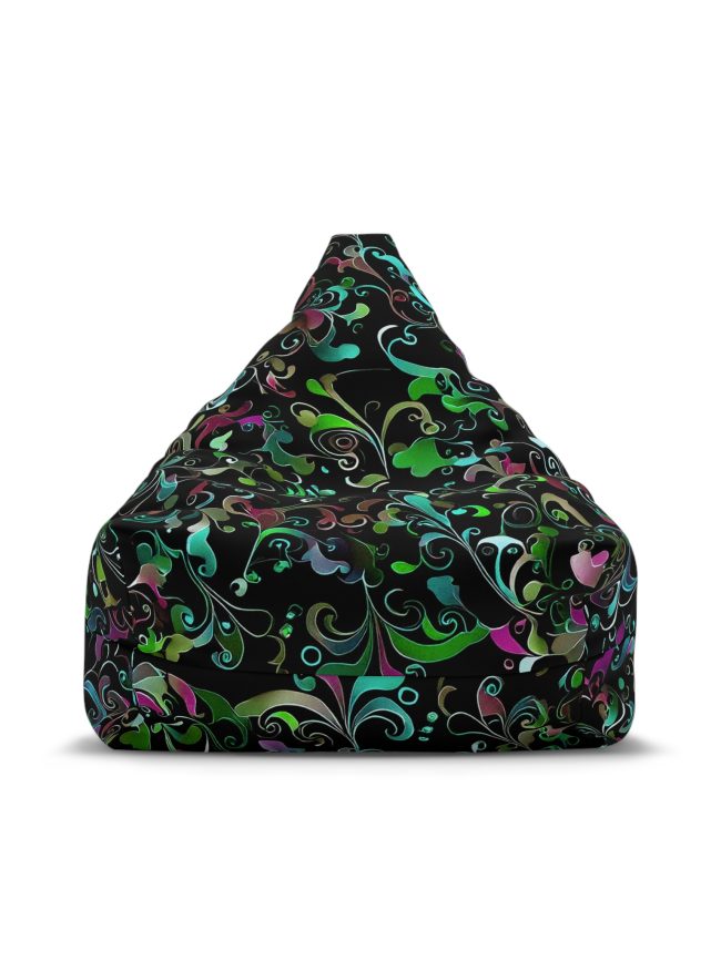 Black Floral Print Bean Bag Chair Cover