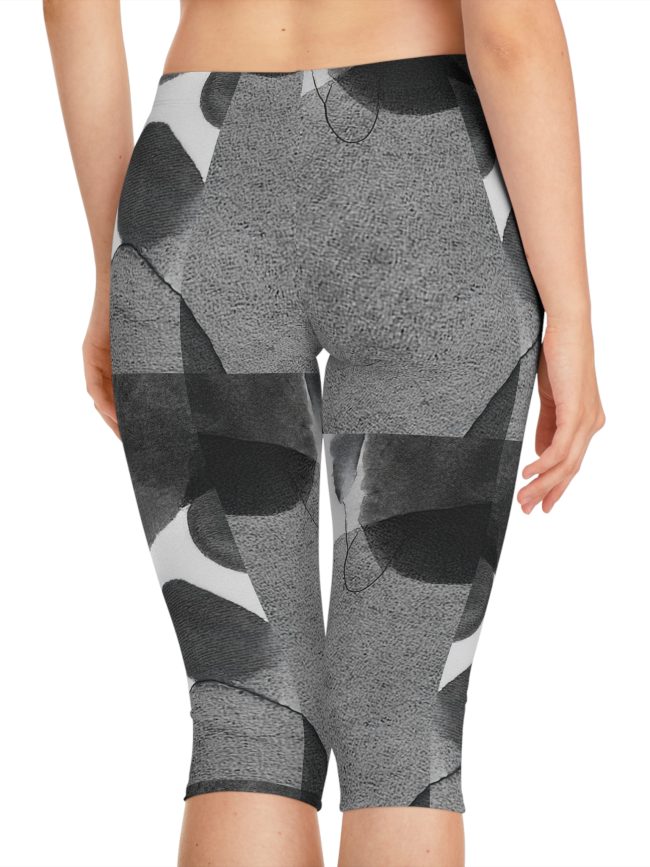 Grey White Black Women Capri Leggings Yoga Wear