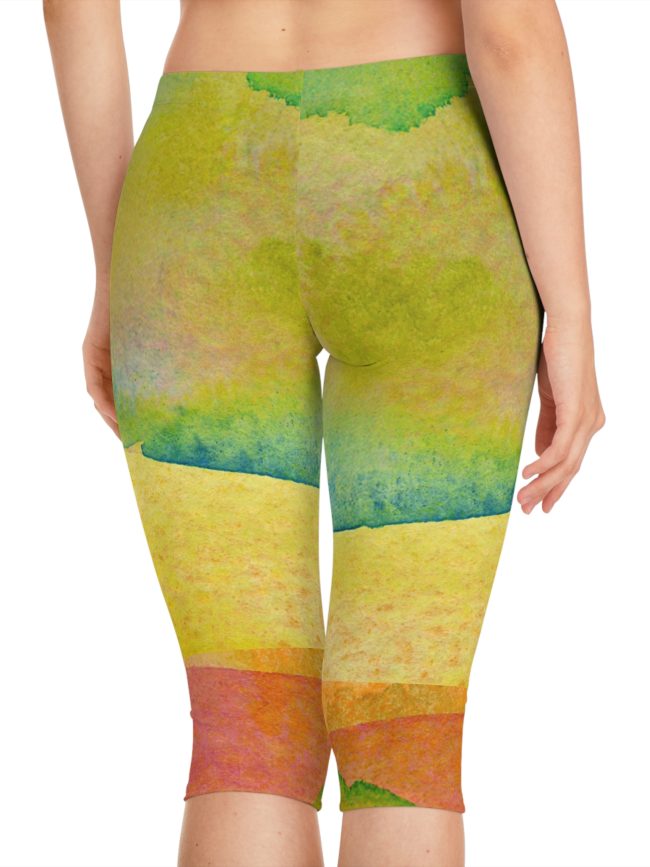 Colorful Watercolor Print Yoga Pants