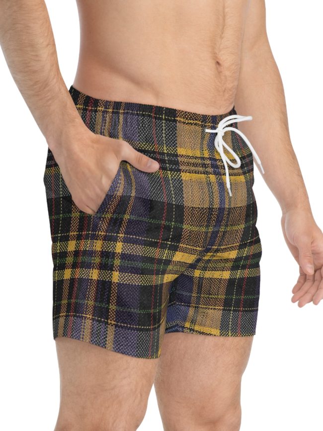 Burnt Earth Tartan Swim Trunks